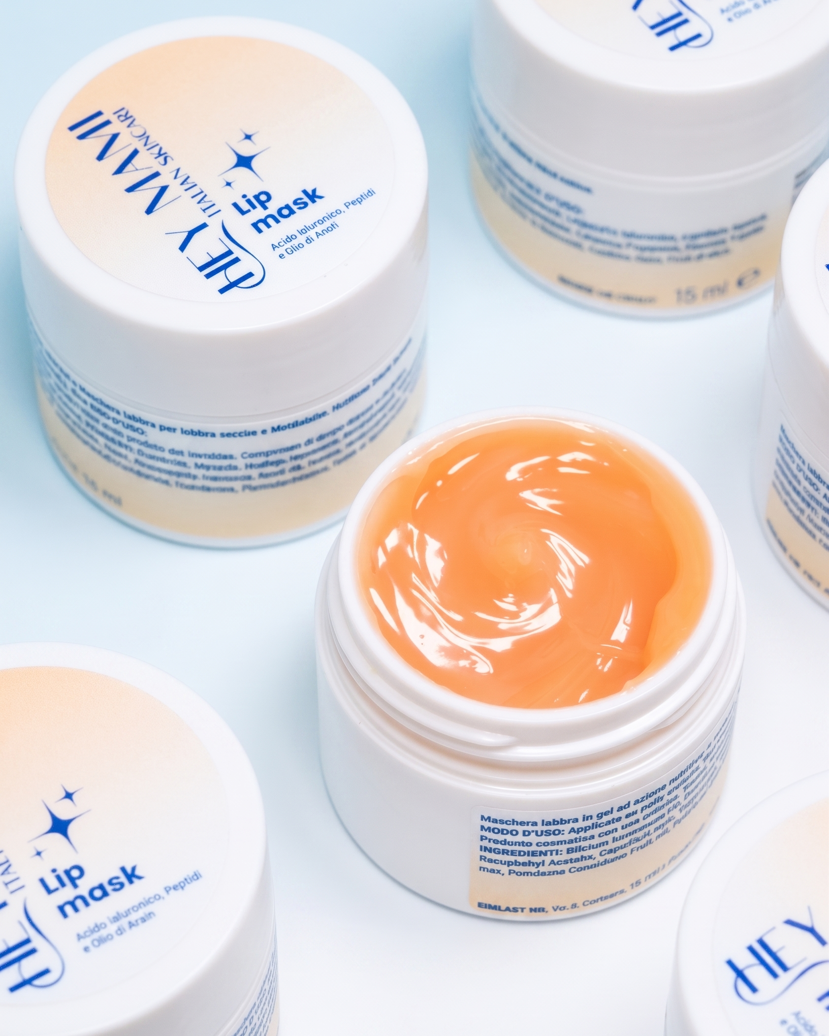 Maschera labbra nutriente in gel rimpolpante con acido ialuronico e vitamina E - Hey Mami Skincare